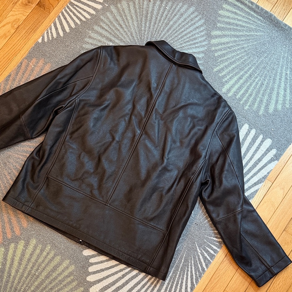 Eddie Bauer Men's Dark Brown Leather Jacket - Picture 5 of 12